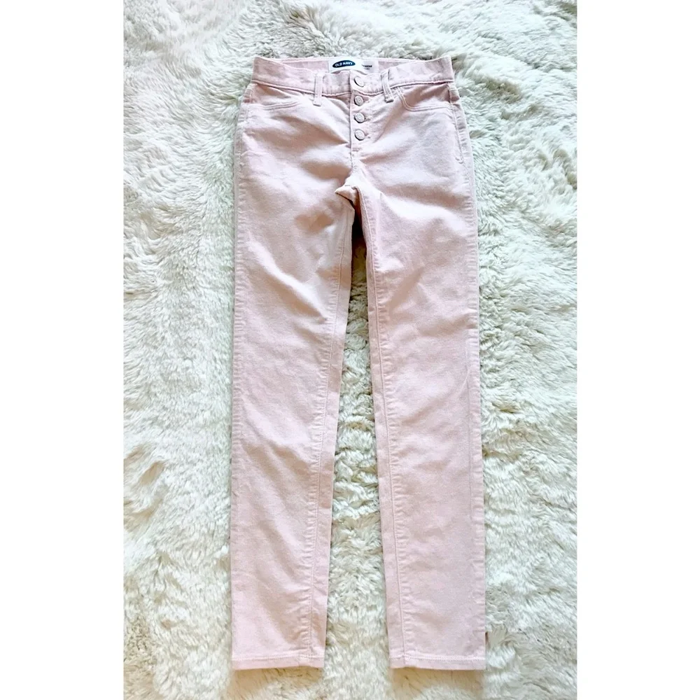 Old Navy Rockstar Jeggings | Girls Size 10 | Blush Pink Corduroy | Button Close